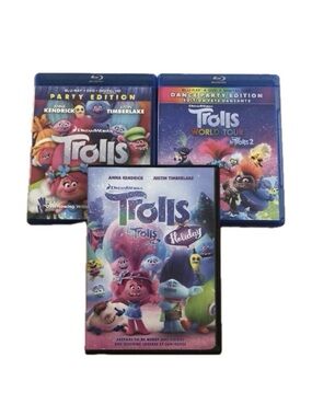 Trolls Movies on Blu-ray and DVD | Set of 3 | Justin Timberlake